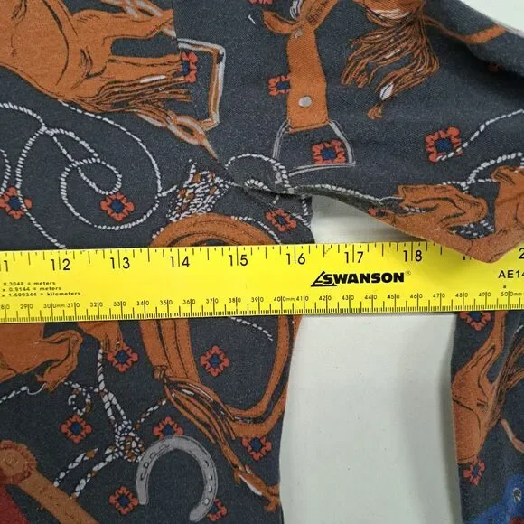 Anthropologie Rodeo XSP Long Sleeve Mock Neck Shirt Horse Equestrian Print Small - Picture 7 of 8